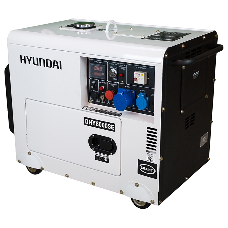 HYUNDAI DHY6000SE Strømaggregat 5300W - Elektrisk start - Diesel Et kvalitetsprodukt fra anerkjente Hyundai